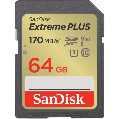 SanDisk Extreme PLUS/SDXC/64GB/UHS-I U3 / Class 10 SDSDXW2-064G-GNCIN