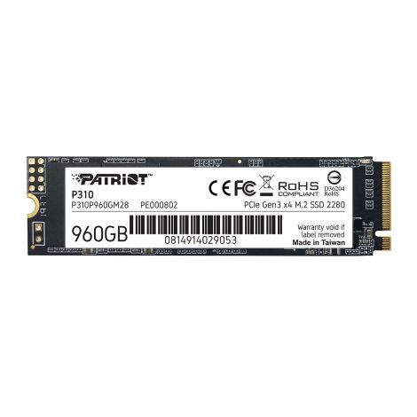 PATRIOT P310//SSD/M.2 NVMe/Čierna/3R P310P960GM28