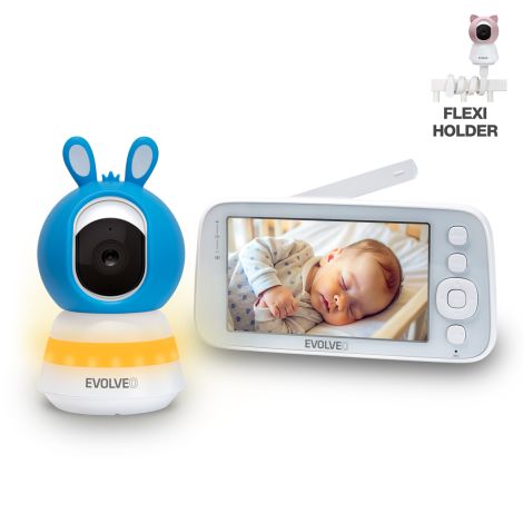 EVOLVEO Baby Monitor N5 - Set videoopatrovateľky s 360 ° dohľadom, obojsmernou komunikáciou a uspávankami, CAM-5-B