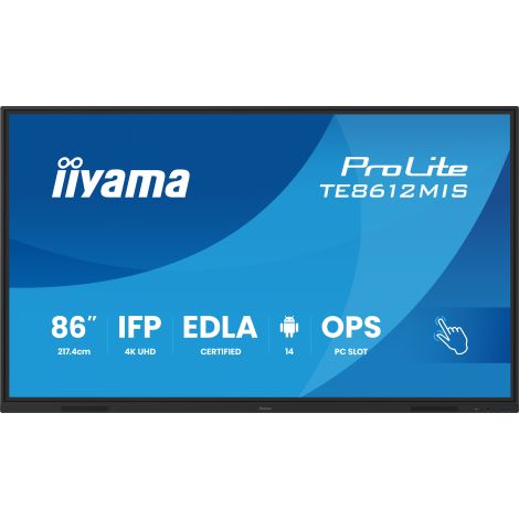 86" iiyama TE8612MIS-B4AG: IPS, 4K, 40P, USB-C, EDLÁ TE8612MIS-B4AG