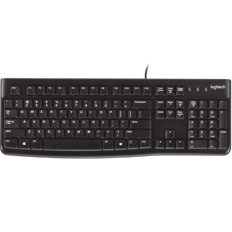 Logitech K120/Drôtová USB/RU layout/Čierna 920-002522