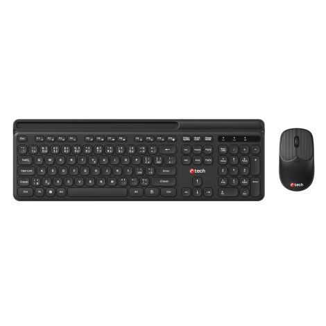 Klávesnice C-TECH Quallis WLKMC-05, bezdrátový combo set s myší, černý, USB, CZ/SK WLKMC-05B