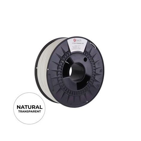 Tlačová struna (filament) C-TECH PREMIUM LINE, PETG, transparentná, 1,75mm, 1kg 3DF-P-PETG1.75-TRA