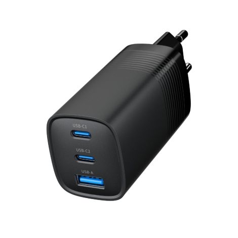 GEMBIRD PD nabíjačka 1xUSB-A 2xUSB-C 65W čierna TA-UC-PDQC65-01-BK