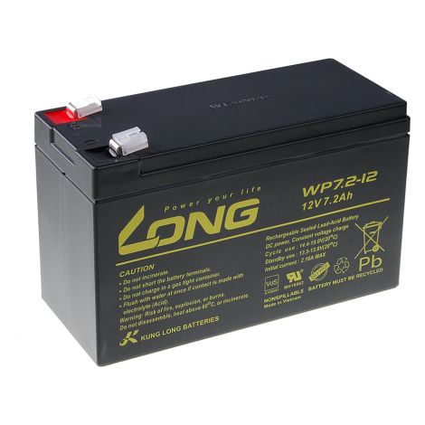 Long 12V 7,2Ah olovený akumulátor F2 PBLO-12V007,2-F2A