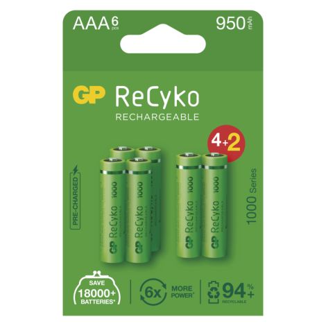 GP nabíjecí baterie ReCyko 1000 AAA (HR03) 4+2PP 1032126100