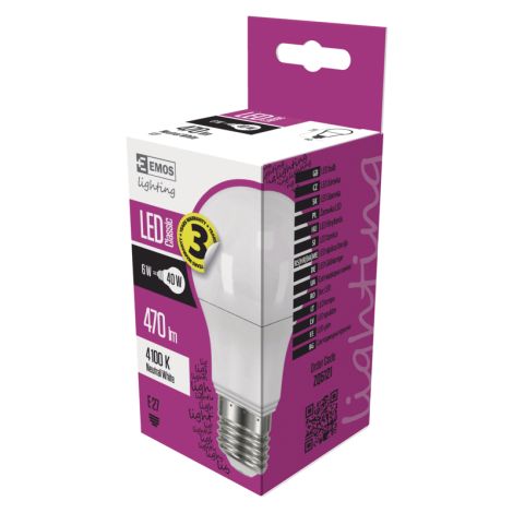 EMOS LED ŽIAROVKA CLASSIC A60 6W (40W) 470lm E27 NW 1525733425