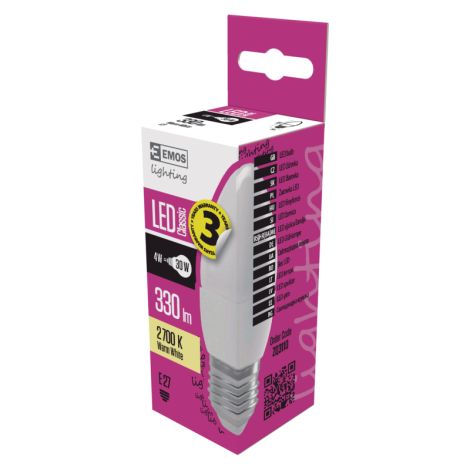 EMOS LED ŽÁROVKA CLASSIC CANDLE 4W(30W) 330lm E27 WW 1525733206