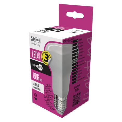EMOS LED ŽIAROVKA CLASSIC R63 10W(60W) 806lm E27 NW 1525733410