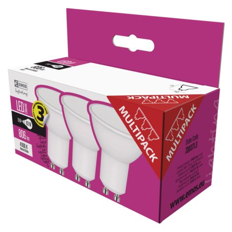 EMOS LED CLS MR16 9W (60W) 806lm GU10 NW 3PC 1525730411
