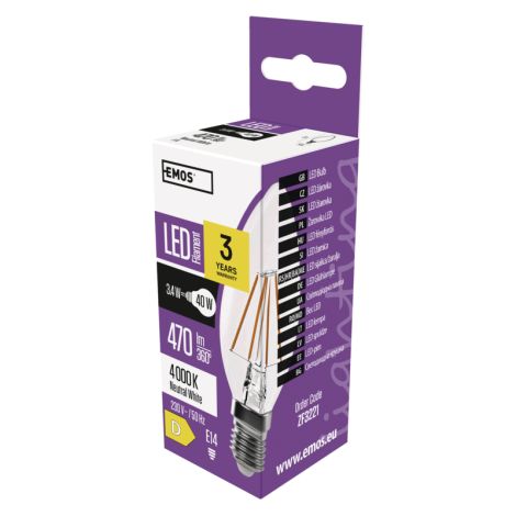 EMOS LED FLM CANDLE 3,4 W (40 W) 470lm E14 NW 1525281407