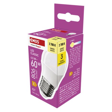 LED CLS MINI GLOBE 6,5 W (60 W) 806lm E27 WW 1525733293