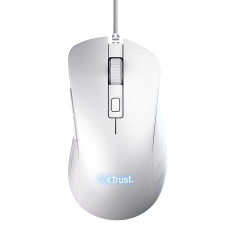 Trust GXT924W YBAR+/Herná/Optická/Pre pravákov/25 600 DPI/Drôtová USB/Biela 24891