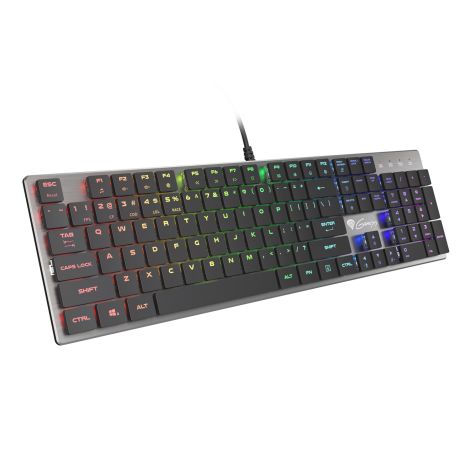 Genesis herná mechanická klávesnica THOR 420/RGB/Content Slim Blue/Drôtová USB/US layout/Sivá NKG-1587