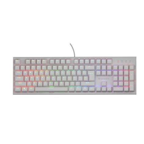 Genesis herná mechanická klávesnica THOR 303/RGB/Outemu Peach Silent/Drôtová USB/US layout/Biela NKG-1879