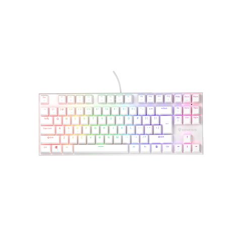 Genesis tichá herná klávesnica THOR 303/TKL/RGB/Outemu Peach Silent/Drôtová USB/US layout/Biela NKG-2063