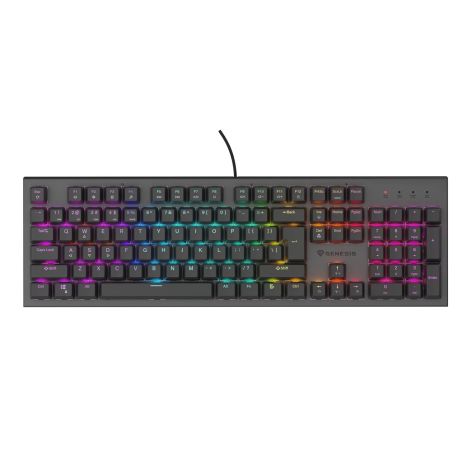 GENESIS mechanická herná klávesnica THOR 303/RGB/Outemu Peach Silent/Drôtová USB/US layout/Čierna NKG-2167