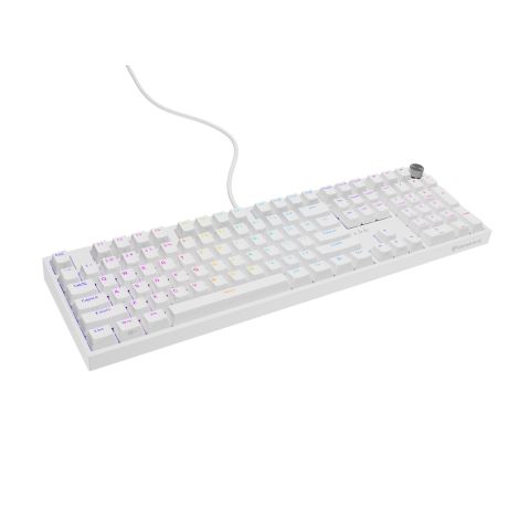 Herná mechanická klávesnica Genesis THOR 404/RGB/Gateron Yellow Pro/Drôtové USB-A/US layout/Biela NKG-2299