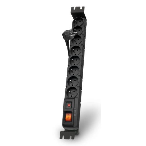 Acar S8 FA Rack 1,5m kábel, 8 zásuviek, prepäťová ochrana, do racku, čierna ppacars8-2rack