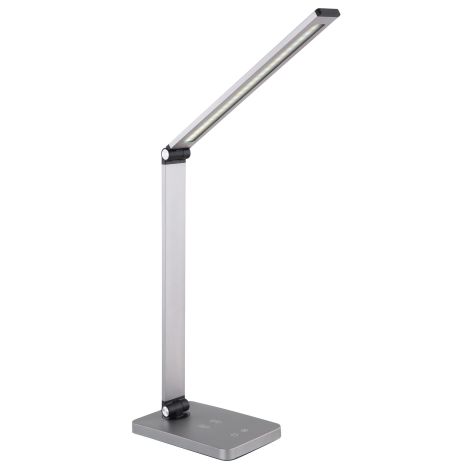 Platinet stolná LED lampa 10W stmievateľná, dotykové ovládanie, bezdrôtové nabíjanie, USB port, strieborný PLADLL888AG
