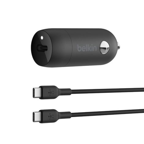 Belkin Car Charger 30W With PPS W/PVC, C-C, 1M Blk CCA004bt1MBK-B6