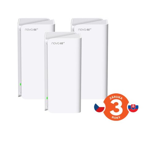 Tenda Nova MX21 Pro (3-pack) WiFi6E AXE5700 Mesh Gigabit systém, 9x GLAN/GWAN, WPA3, VPN, CZ app 75012002