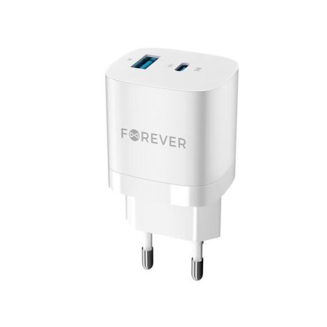 Rýchlonabíjačka do siete Forever TC-05 PD+USB GaN 33W biela GSM115405