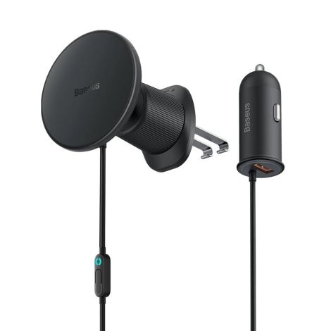 Baseus Magnetický držiak do ventilačnej mriežky s nabíjačkou USB-A 15W+25W čierny 6932172629588