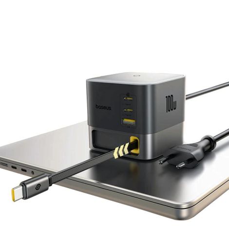 Baseus Nabíjacia stanica Super GaN Charger 100W, 3x USB-C, USB-A 1m kábel čierna 6932172668938