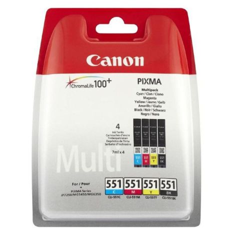 Canon CLI-551 multipack (CMYK) + PP-201 fotopapír 50x, CLI-551/PP-201, foto papír, výtěžnost 4x7ml typ lesklý, 6508B005, bílý, 