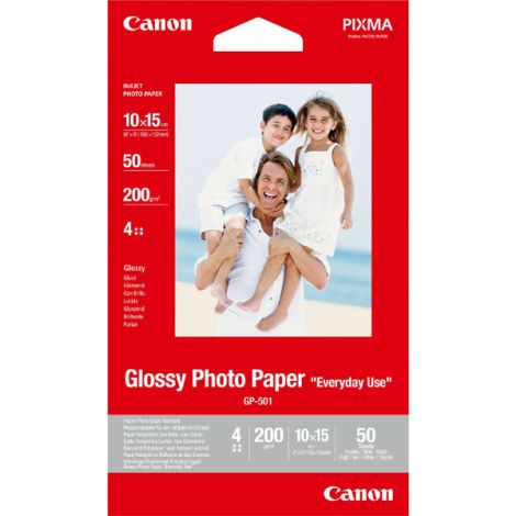 Canon Glossy Photo Paper, GP-501, fotopapír, lesklý, GP-501 typ 0775B081, bílý, 10x15cm, 4x6", 200 g/m2, 50 ks, inkoustový