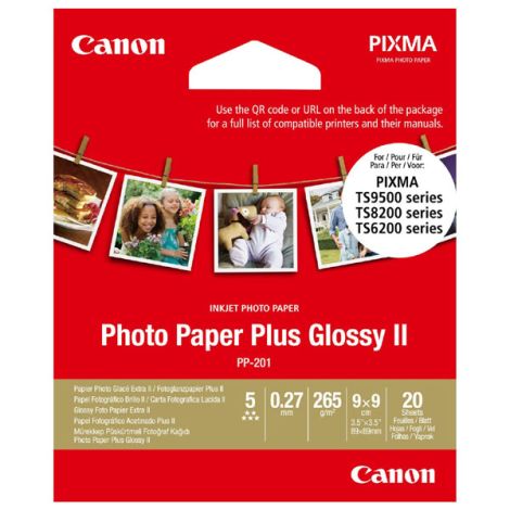 Canon Photo Paper Plus II, PP-201, foto papír, lesklý, čtvercový typ 2311B070, bílý, PIXMA TS9500, TS8200 a TS6200, 8.89x8.89cm,