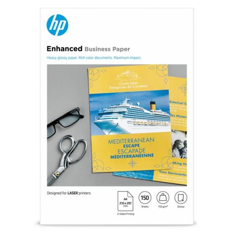 HP Enhanced Business Glossy Laser Photo Paper, CG965A, fotopapír, lesklý, bílý, A4, 150 g/m2, 150 ks, laserový, oboustranný tisk