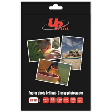 UPrint Glossy photopaper, foto papír, lesklý, bílý, 10x15cm, 4x6", 180 g/m2, 20 ks, inkoustový, DOPRODEJ
