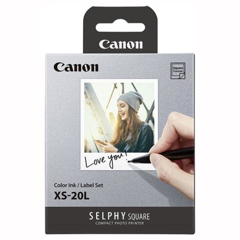 Canon XS-20L papír + ink, XS-20L, foto papír, samolepící, 4119C002, bílý, 20 ks, termosublimační, Canon SELPHY Square QX10