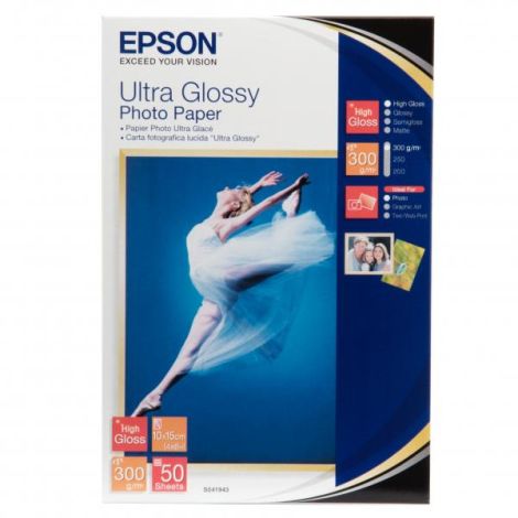 Epson Ultra Glossy Photo Paper, C13S041943BH, fotopapír, lesklý, bílý, R200, R300, R800, RX425, RX500, 10x15cm, 4x6", 300 g/m2,