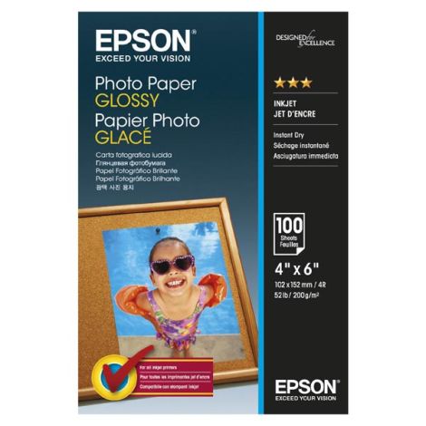 Epson Photo Paper, C13S042548, fotopapír, lesklý, bílý, 10x15cm, 4x6", 200 g/m2, 100 ks, inkoustový