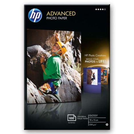HP Advanced Glossy Photo Paper, Q8692A, fotopapír, bez okrajů typ lesklý, zdokonalený typ bílý, 10x15cm, 4x6", 250 g/m2, 100 k