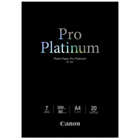 Canon Photo Paper Platinum, PT-101 A4, fotopapír, lesklý, 2768B016, bílý, A4, 300 g/m2, 20 ks, inkoustový