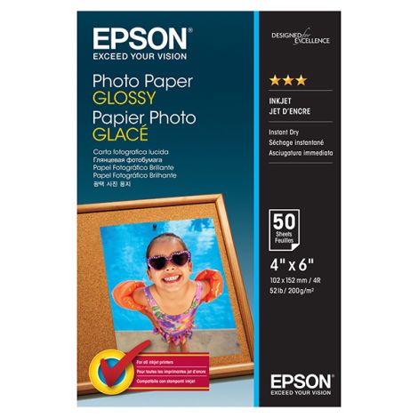 Epson Photo Paper Glossy, C13S042547, fotopapír, lesklý, bílý, 10x15cm, 200 g/m2, 50 ks, inkoustový