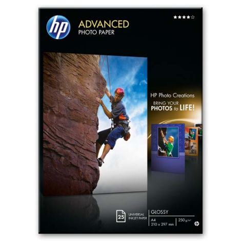 HP Advanced Glossy Photo Paper, Q5456A, fotopapír, lesklý, zdokonalený typ bílý, A4, 250 g/m2, 25 ks, inkoustový