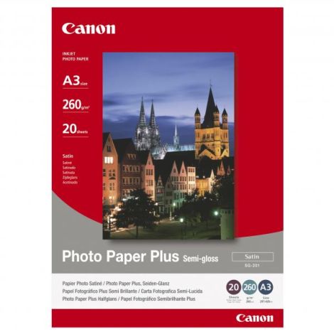 Canon Photo Paper Plus Semi-Glossy, SG-201 A3, fotopapír, pololesklý, saténový typ 1686B026, bílý, A3, 260 g/m2, 20 ks, inkoust