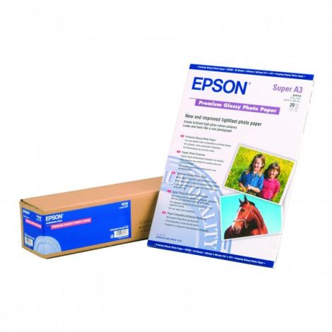 Epson Premium Glossy Photo Paper, C13S041315, fotopapír, lesklý, silný typ bílý, Stylus Photo 1270, 2100, A3, 255 g/m2, 20 ks, 