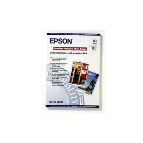 Epson Premium Semigloss Photo Paper, C13S041334, fotopapír, pololesklý, bílý, Stylus Photo 1290, 2100, A3, 251 g/m2, 20 ks