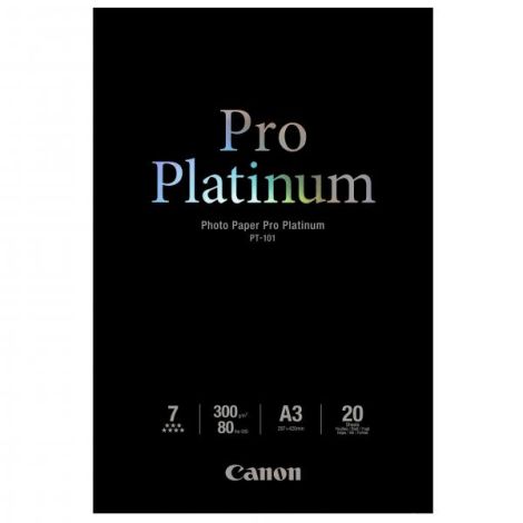 Canon Photo Paper Platinum, PT-101 A3, fotopapír, lesklý, 2768B017, bílý, A3, 300 g/m2, 20 ks, inkoustový