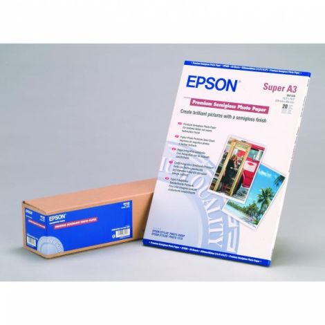 Epson Premium Semigloss Photo Paper, C13S041328, fotopapír, pololesklý, bílý, Stylus Photo 1270, 2000P, A3+, 251 g/m2, 20 ks, a