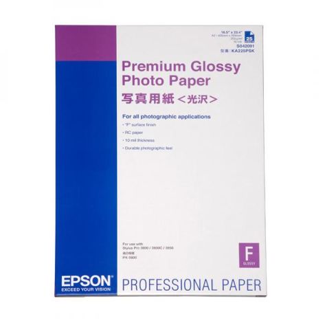 Epson Premium Glossy Photo Paper, C13S042091, fotopapír, lesklý, bílý, Stylus Photo 890, 895, 1270, 2100, A2, 255 g/m2, 25 ks, 