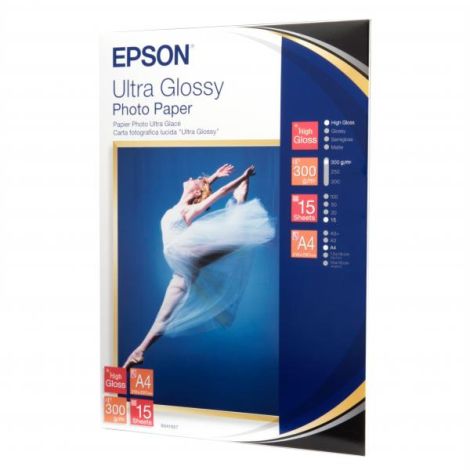 Epson Ultra Glossy Photo Paper, C13S041927, fotopapír, lesklý, bílý, R200, R300, R800, RX425, RX500, A4, 300 g/m2, 15 ks, atram
