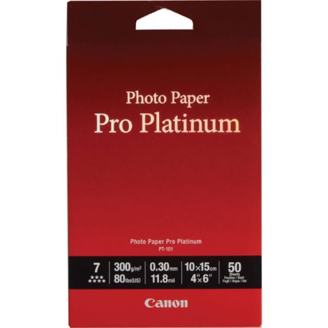 Canon Photo Paper Platinum PT-101, PT-101, fotopapír, lesklý, 2768B014, bílý, 10x15cm, 4x6", 300 g/m2, 50 ks, inkoustový
