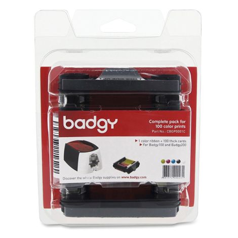 Badgy originál páska do tiskárny karet, CBGP0001C, barevná, Badgy + 100ks karet pro potisk, typ